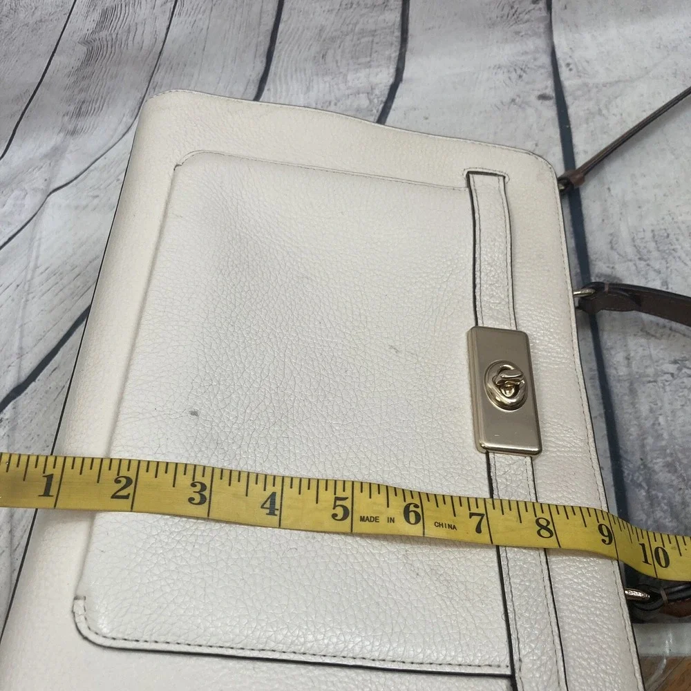 Coach Lane Top Handle Crossbody Bag Chalk Pebbled Leather C8210 Purse